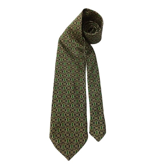 AQUASCUTUM OF LONDON Tricolor Geometric Tie 100% Silk M.In CA 58"/3”.3/4 EX CON - Picture 1 of 6